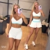 Conjunto Desejo Tay Dry Fit Branco Detalhes Azul Céu