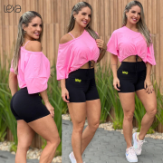 Conjunto Jade Under Rosa Chiclete e Preto