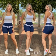 Conjunto Luiza Shorts Ca6 Azul Marinho e Branco
