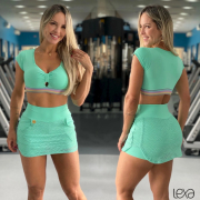 Saia Shorts Milena Rendado Verde Água