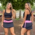 Saia Shorts Rafaela Preta com Rosa Chiclete