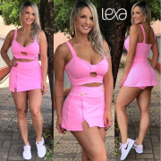 Saia Shorts Zíper Rosa Chiclete