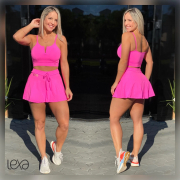 Saia Shorts Zumbar Rosa Neon