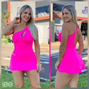 Vestido 1 Ombro Rosa Neon